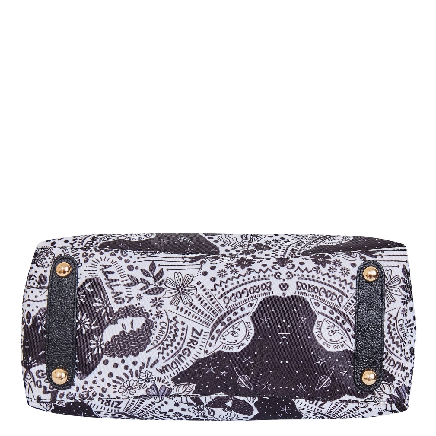 Wholesale Women Monochrome Satchel Fabric Bag - Fabric with Leather Trim