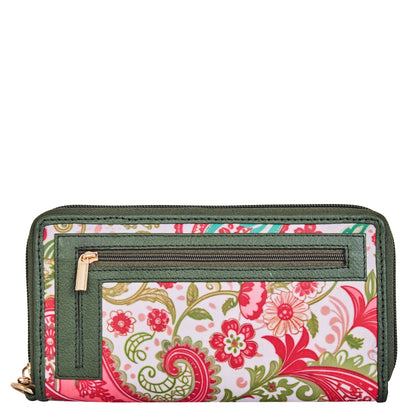Wholesale Women's Paisley Wristlet Wallet - Fabric with Leather Trim