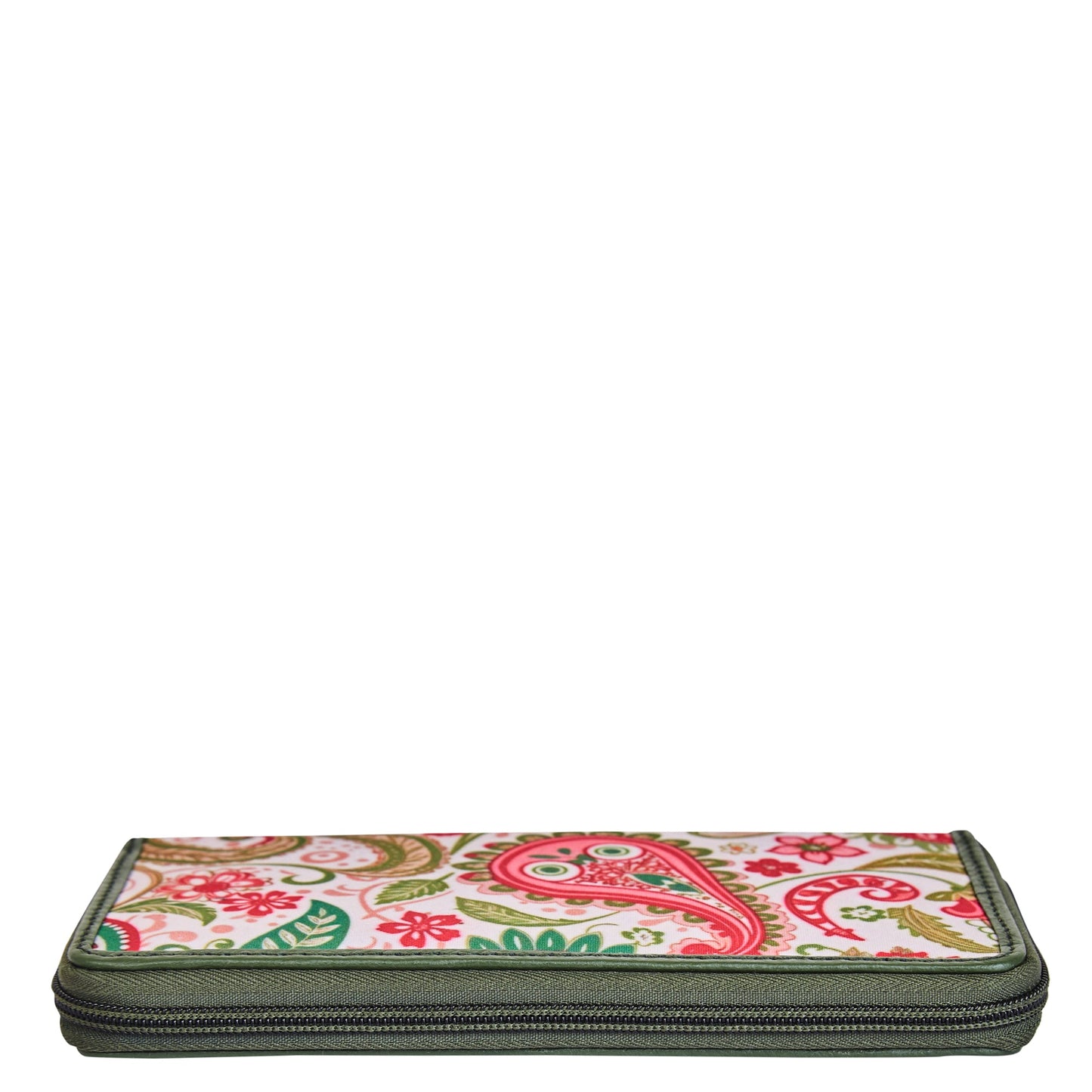 Wholesale Women's Paisley Wristlet Wallet - Fabric with Leather Trim