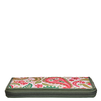 Wholesale Women's Paisley Wristlet Wallet - Fabric with Leather Trim