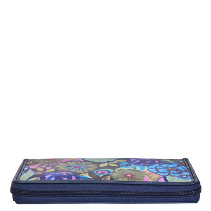 Wholesale Women Floral Wristlet Wallet - Fabric with Leather Trim