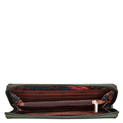 Wholesale Women Coastal Wristlet Wallet - Fabric with Leather Trim