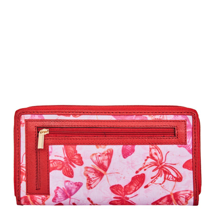 Wholesale Women Butterfly Wristlet Wallet - Fabric with Leather Trim