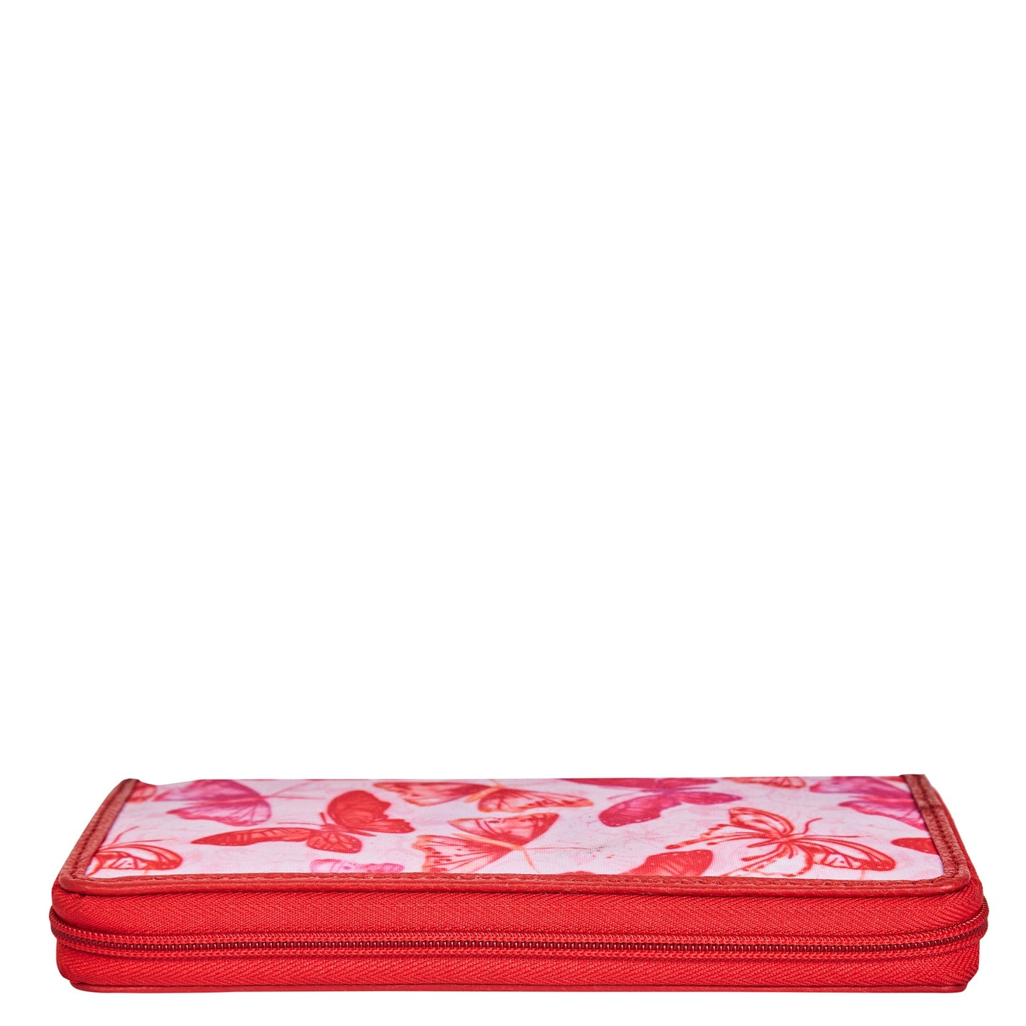 Wholesale Women Butterfly Wristlet Wallet - Fabric with Leather Trim