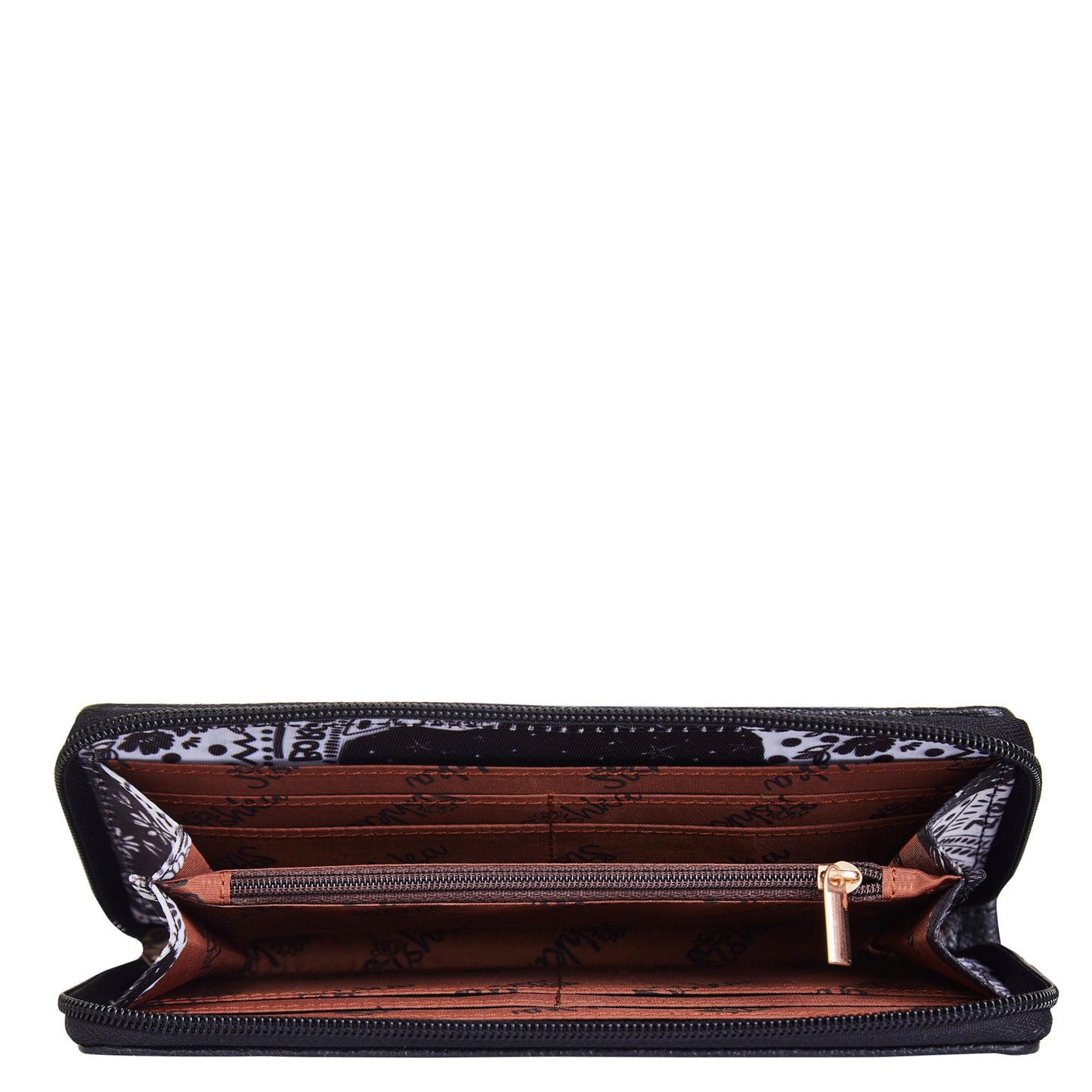 Wholesale Women Black & White Wristlet Wallet - Fabric with Leather Trim