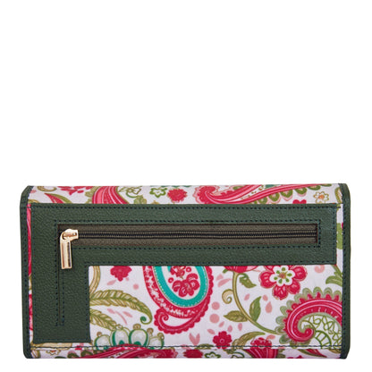 Wholesale Paisley Print Trifold Wallet - Fabric with Leather Trim for Women
