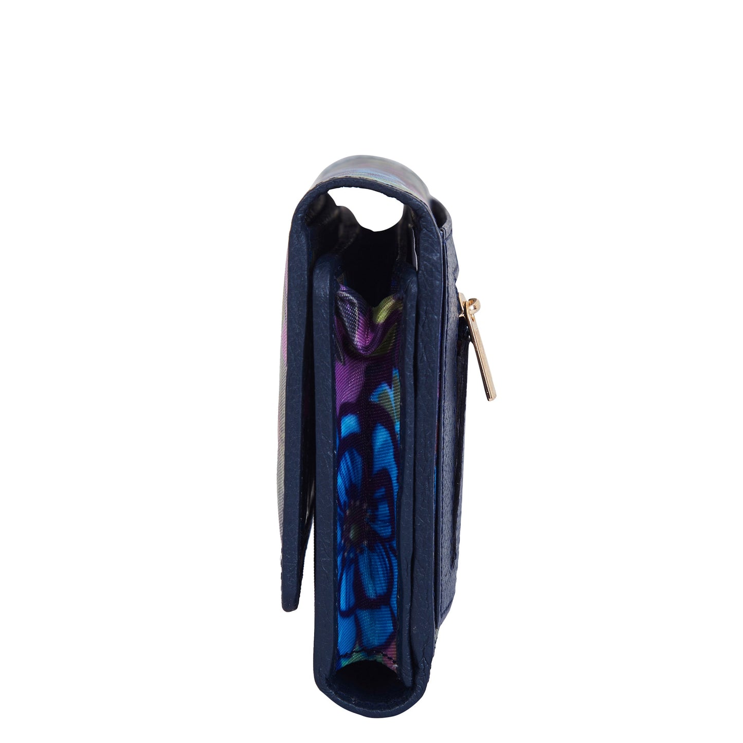 Wholesale Women's Floral Tri-Fold Wallet - Fabric with Leather Trim