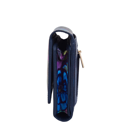 Wholesale Women's Floral Tri-Fold Wallet - Fabric with Leather Trim