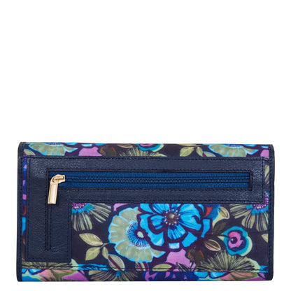 Wholesale Women's Floral Tri-Fold Wallet - Fabric with Leather Trim