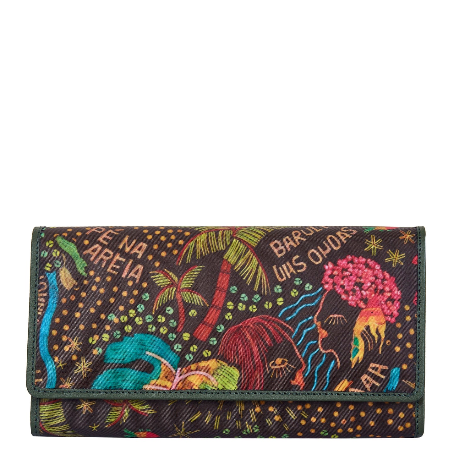 Wholesale Seaside Trifold Wallet - Fabric with Leather Trim for Women