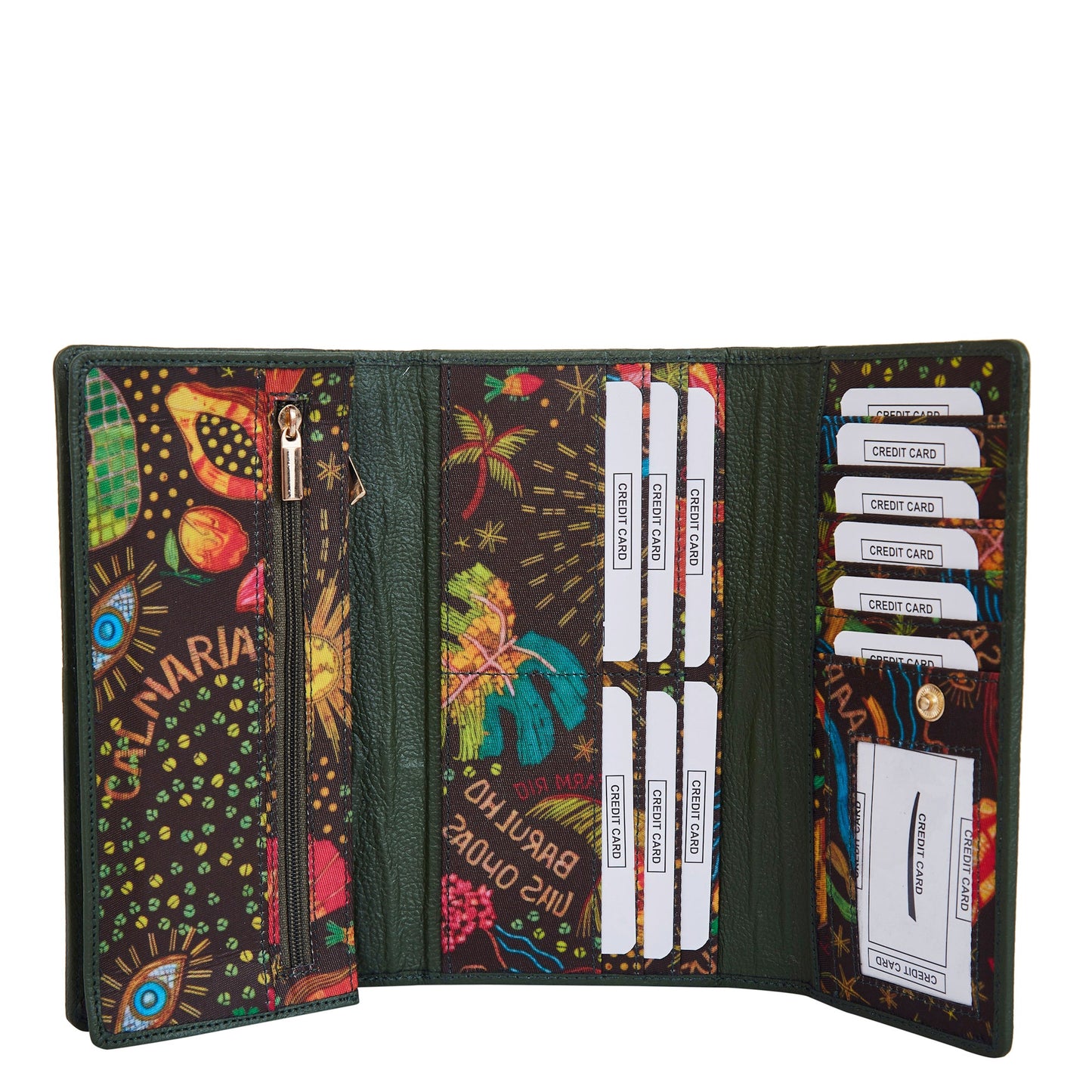 Wholesale Seaside Trifold Wallet - Fabric with Leather Trim for Women