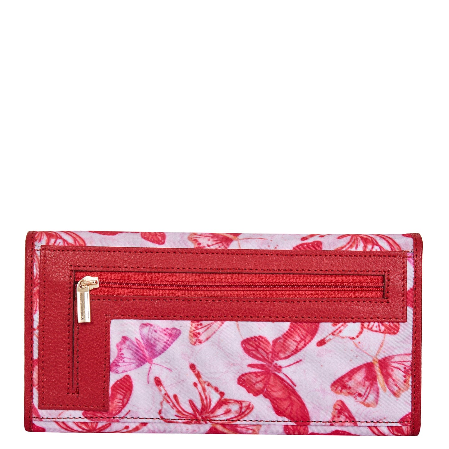 Wholesale Colorful Butterfly Trifold Wallet - Fabric with Leather Trim for Women