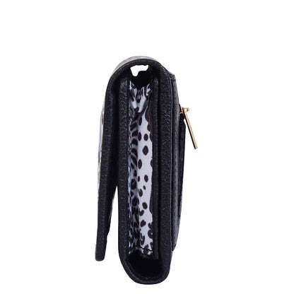 Wholesale Black White Trifold Wallet - Fabric with Leather Trim for women