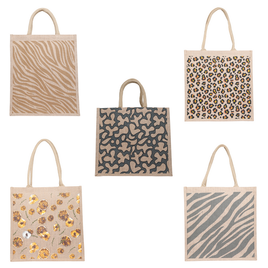 Printed Burlap Jute Tote Bags Combo Pack for Gifting & Shopping – Wholesale Supply