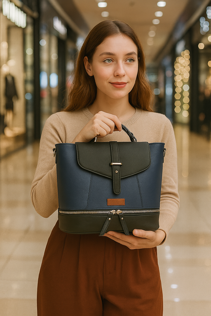 Blue Vegan Leather Women's Backpack – Wholesale Travel-Friendly Shoulder Purse & Handbag