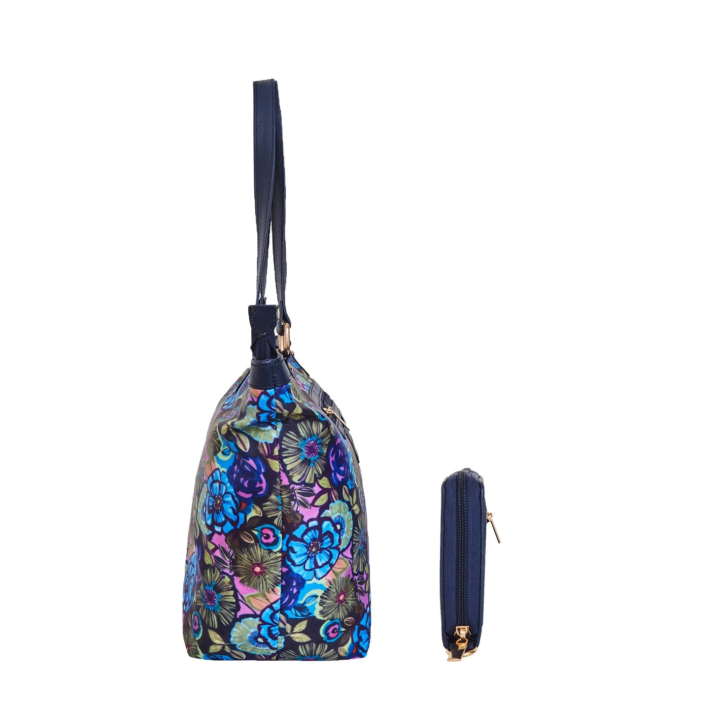 Wholesale Women's Botanical Tote Bag & Wristlet Wallet - Fabric with Leather Trim