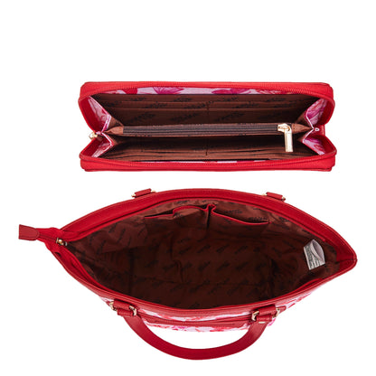 Wholesale Women's Butterfly Tote Bag & Wristlet Wallet - Fabric with Leather Trim
