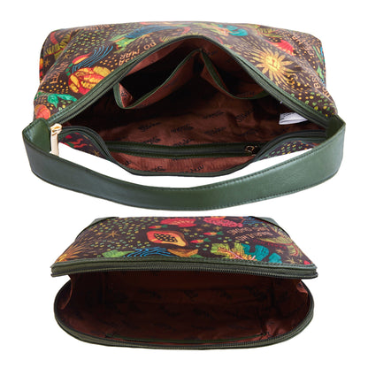 Wholesale Women Hobo & Cosmetic Bag Combo -Fabric with Leather Trim