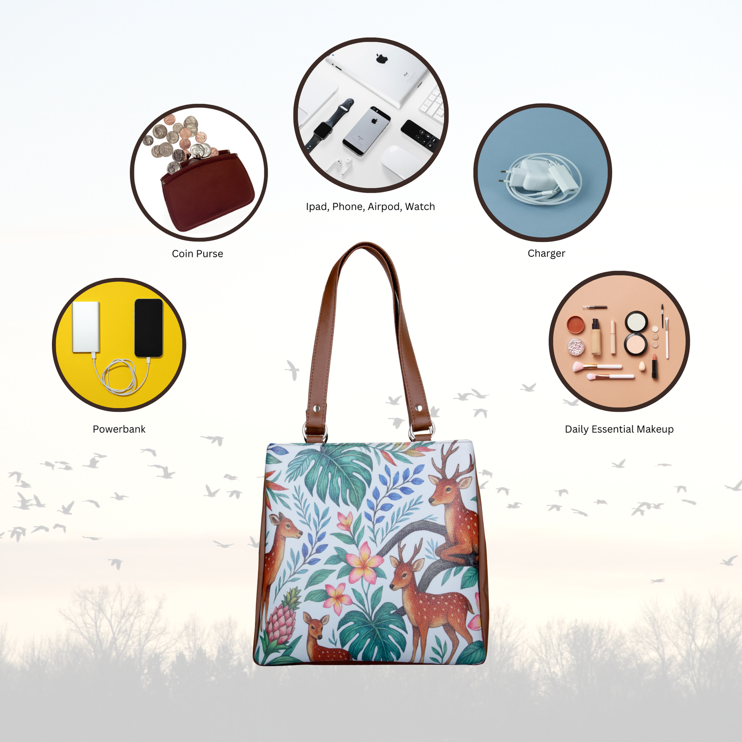 Hand Printed Vegan Leather Tote Shoulder Bag – Women’s Wholesale Multi‑Compartment Handbag for Work, Travel & Daily Use