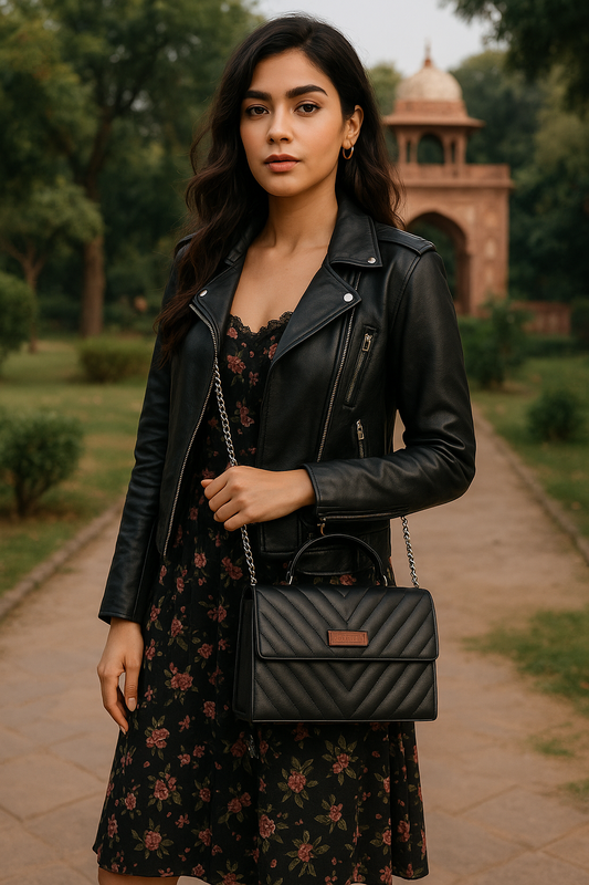 Wholesale Black Quilted Leather Sling Bag – Women’s Chain Strap Shoulder Purse
