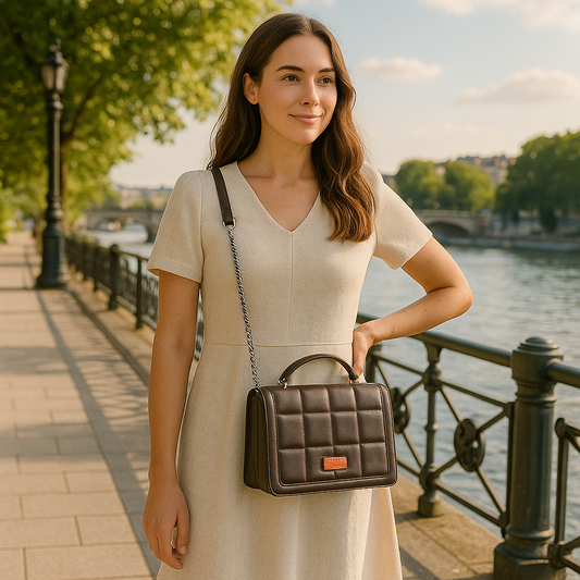Brown Vegan Leather Crossbody Sling Bag for Women – Wholesale Chain Strap Shoulder bag