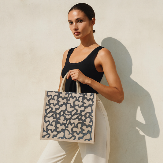 Printed Natural Jute Tote Bags for Eco-Friendly Shopping – Wholesale Supply