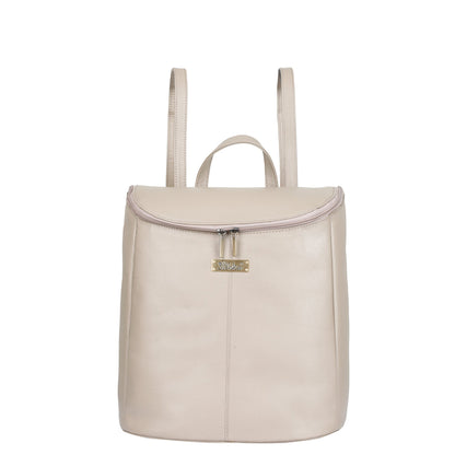 Wholesale Women's Taupe Genuine Leather Backpack Purse - Daypack For Travel, Daily Use and Work