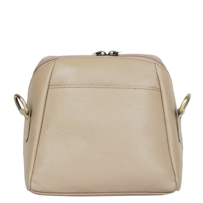 Wholesale Women Taupe Genuine Leather Crossbody Sling Bag