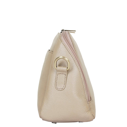 Wholesale Women Taupe Genuine Leather Crossbody Sling Bag
