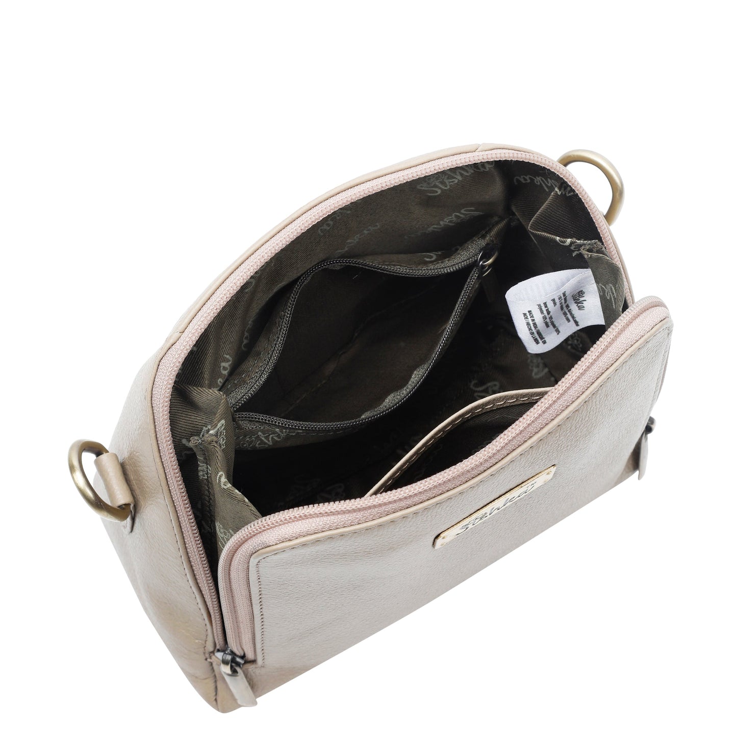 Wholesale Women Taupe Genuine Leather Crossbody Sling Bag