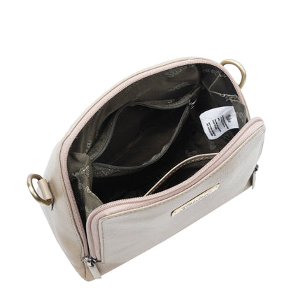 Wholesale Women Taupe Genuine Leather Crossbody Sling Bag