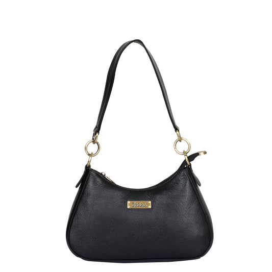 Black Genuine Leather Half Moon Shoulder Bag Wholesale for Women – Tote Purse