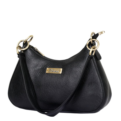 Black Genuine Leather Half Moon Shoulder Bag Wholesale for Women – Tote Purse