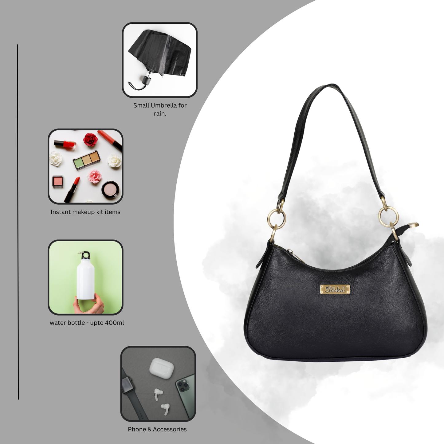 Black Genuine Leather Half Moon Shoulder Bag Wholesale for Women – Tote Purse