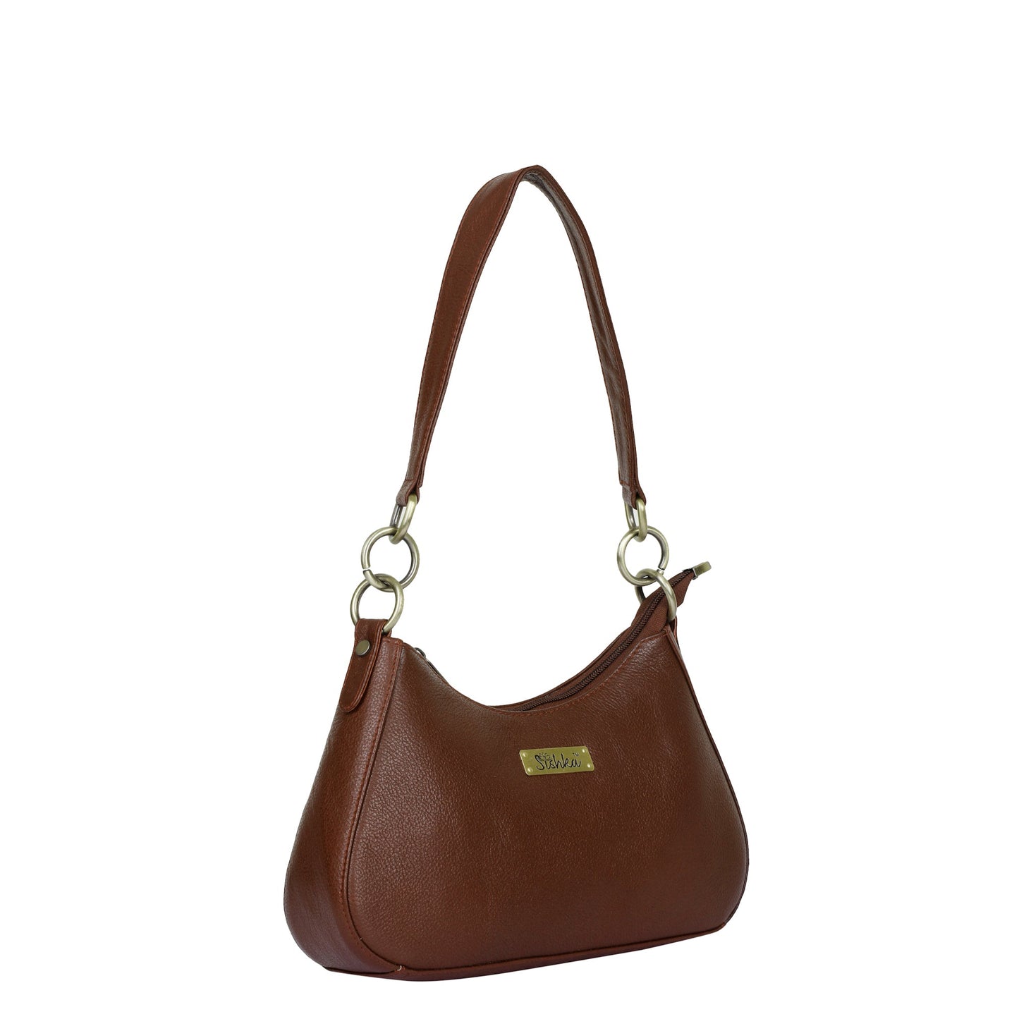 Brown Genuine Leather Half Moon Shoulder Bag Wholesale for Women – Tote Purse