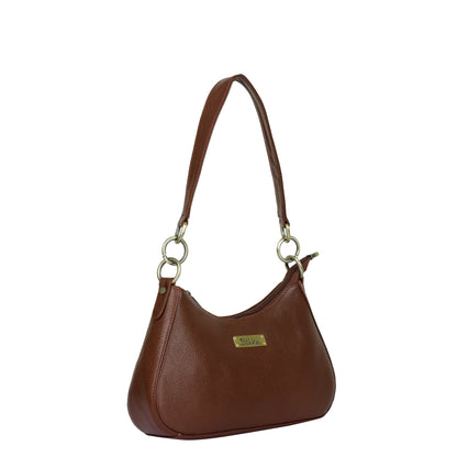Brown Genuine Leather Half Moon Shoulder Bag Wholesale for Women – Tote Purse