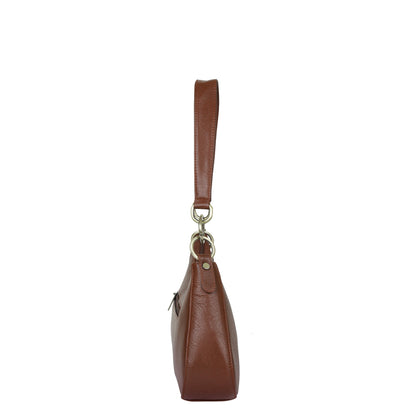 Brown Genuine Leather Half Moon Shoulder Bag Wholesale for Women – Tote Purse