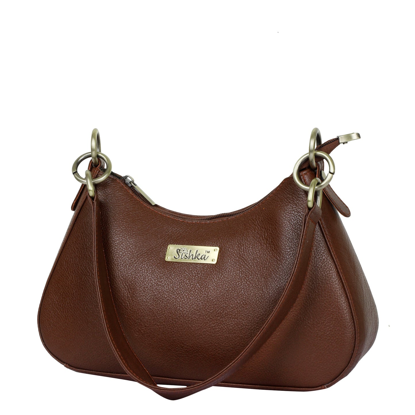 Brown Genuine Leather Half Moon Shoulder Bag Wholesale for Women – Tote Purse