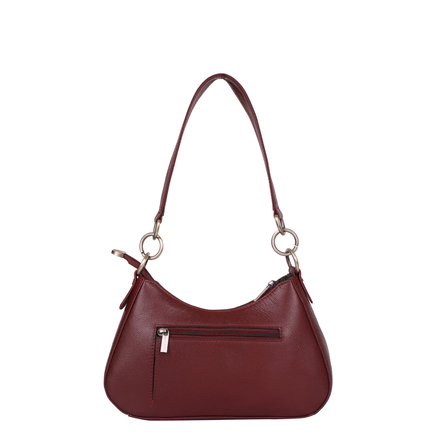 Cherry Red Genuine Leather Half Moon Shoulder Bag Wholesale for Women