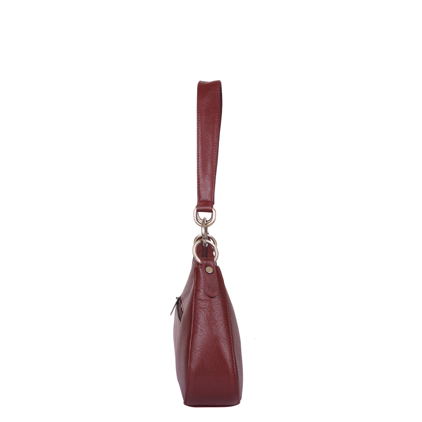 Cherry Red Genuine Leather Half Moon Shoulder Bag Wholesale for Women