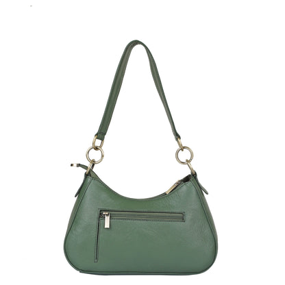 Olive Genuine Leather Half Moon Shoulder Bag Wholesale for Women