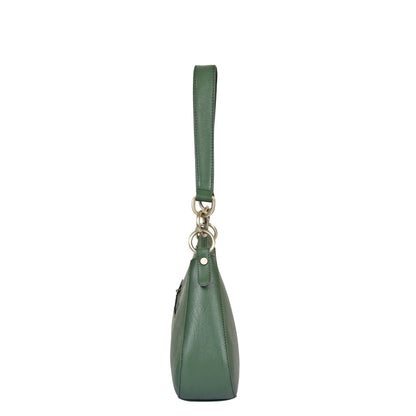 Olive Genuine Leather Half Moon Shoulder Bag Wholesale for Women