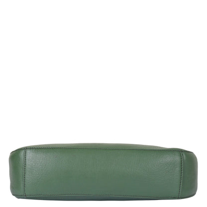 Olive Genuine Leather Half Moon Shoulder Bag Wholesale for Women