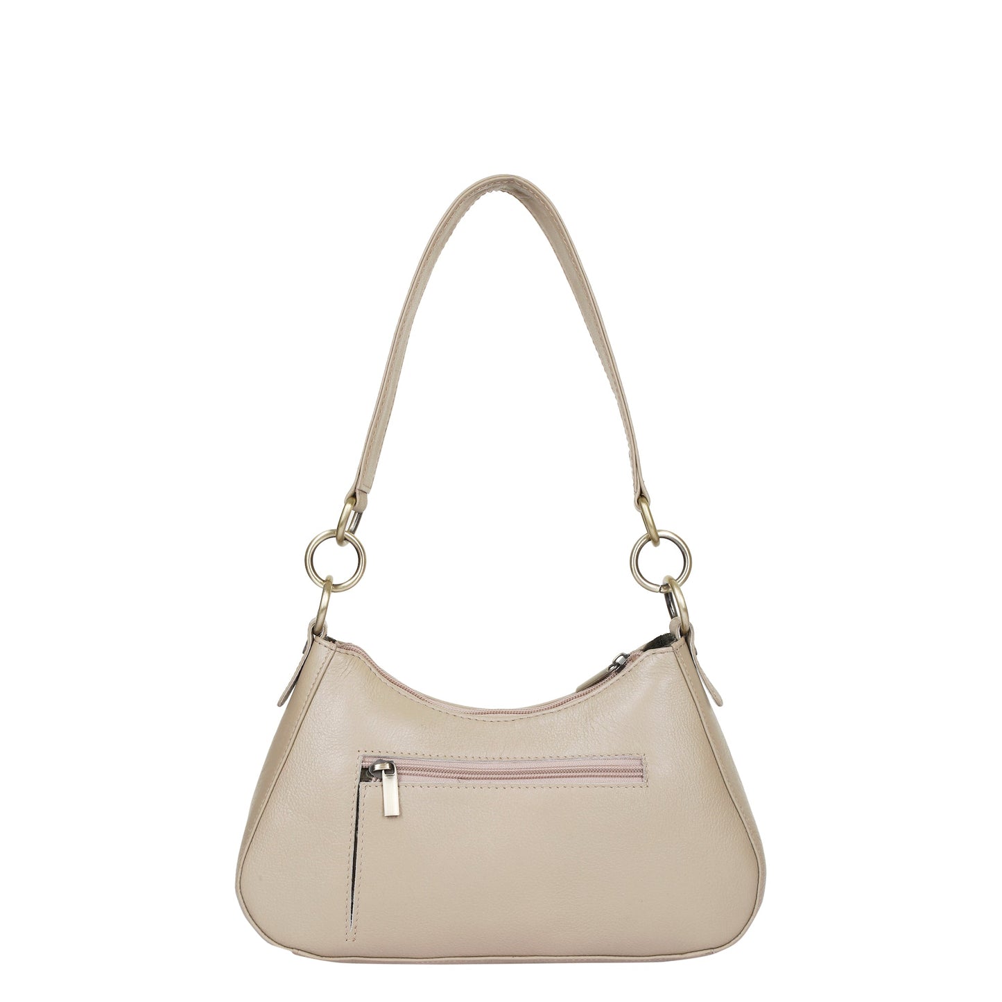 Taupe Genuine Leather Half Moon Shoulder Bag Wholesale for Women