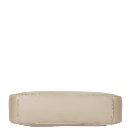 Taupe Genuine Leather Half Moon Shoulder Bag Wholesale for Women