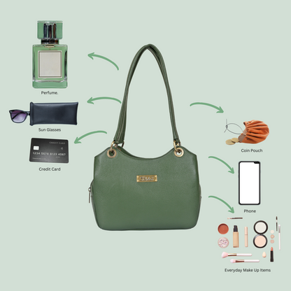 Olive Genuine Leather Shoulder Bag Wholesale for Women – Designer Tote Handbag