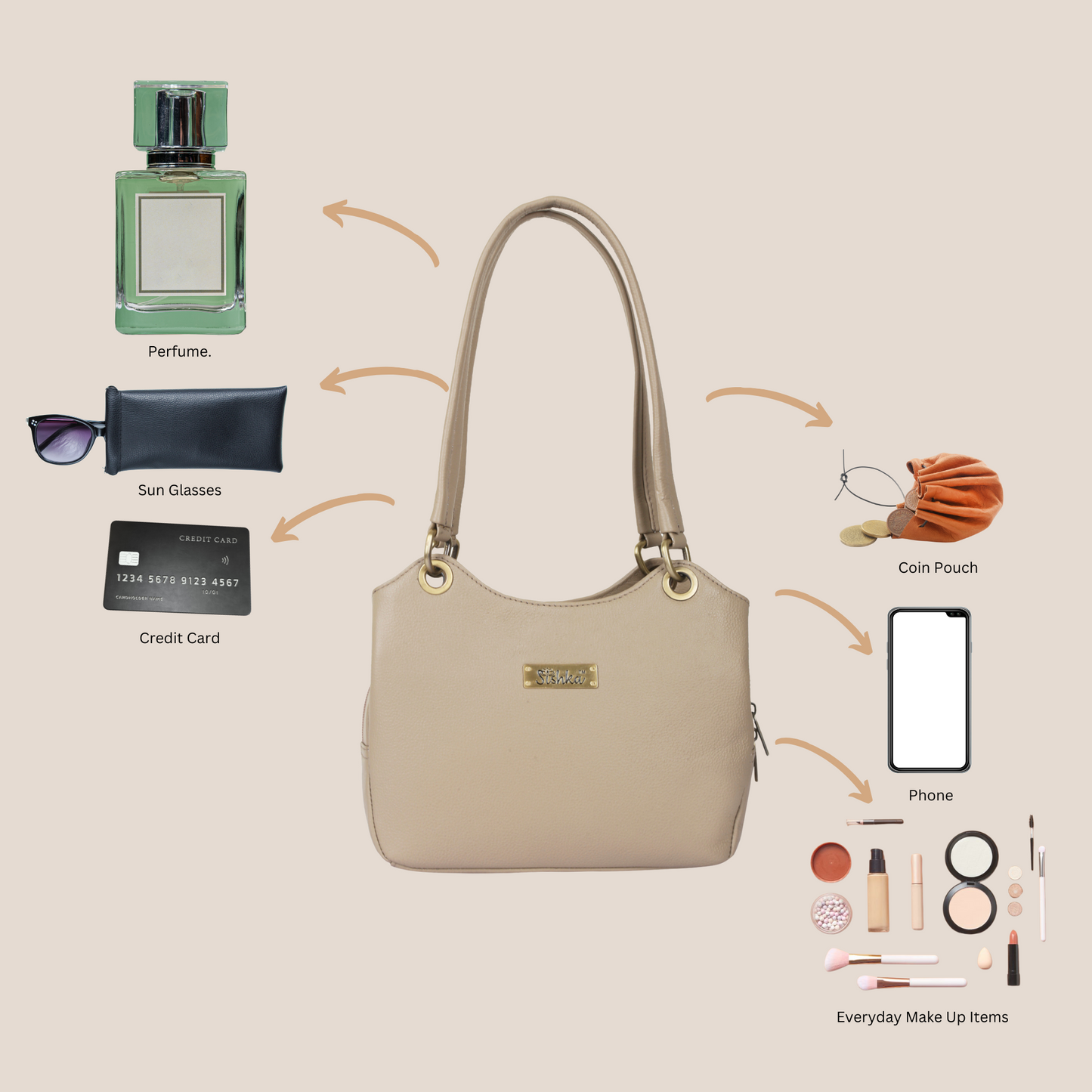 Taupe Genuine Leather Shoulder Bag Wholesale for Women | Work, Everyday Use