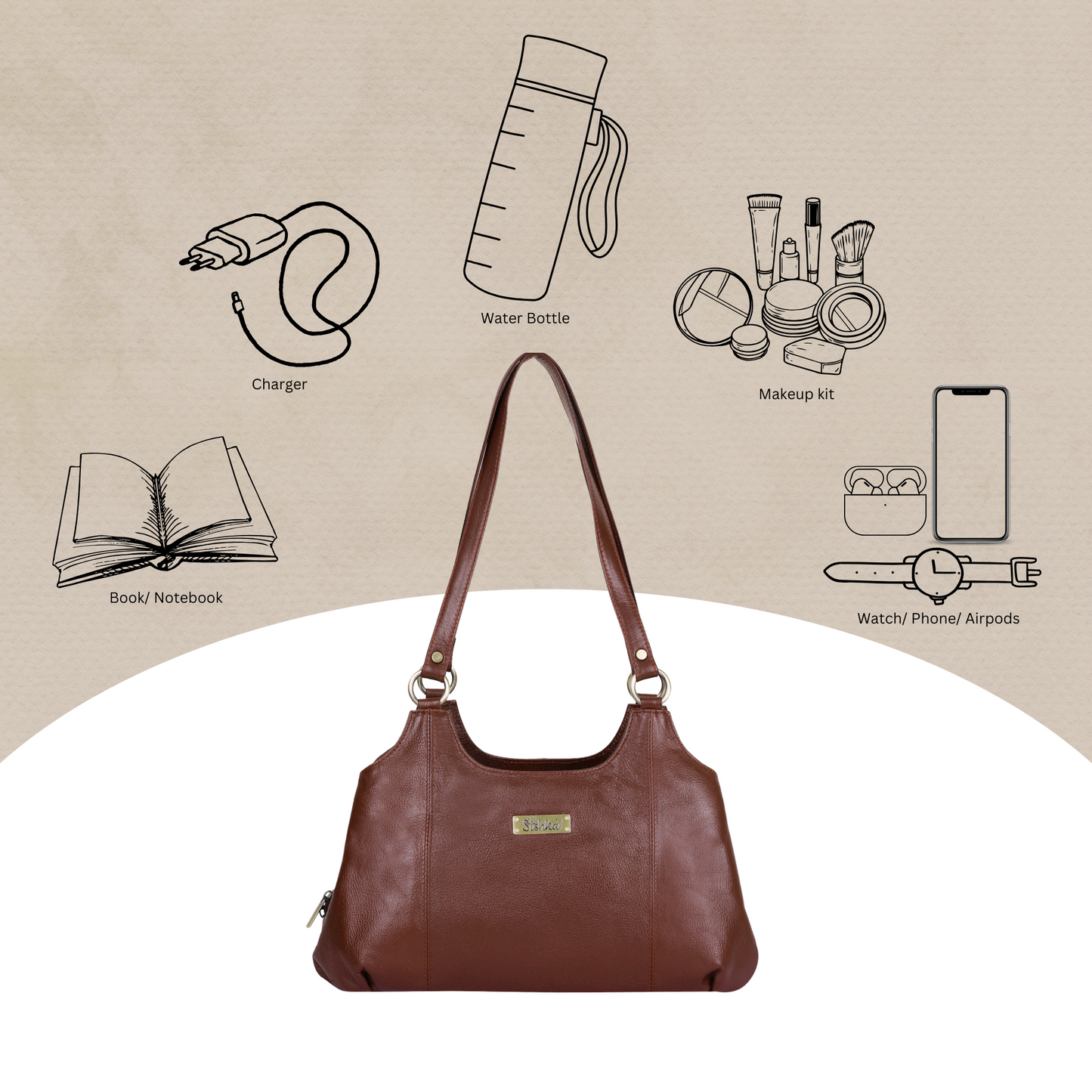 Wholesale Brown Genuine Leather Satchel Shoulder Bag For Women | Daily Use, Travel, Trips