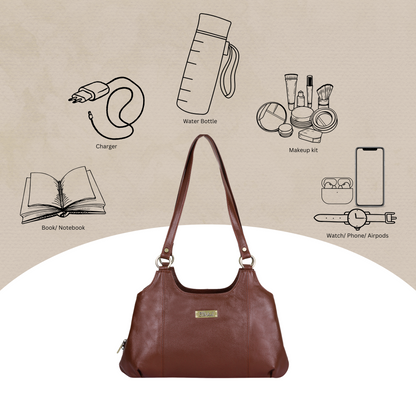 Wholesale Brown Genuine Leather Satchel Shoulder Bag For Women | Daily Use, Travel, Trips