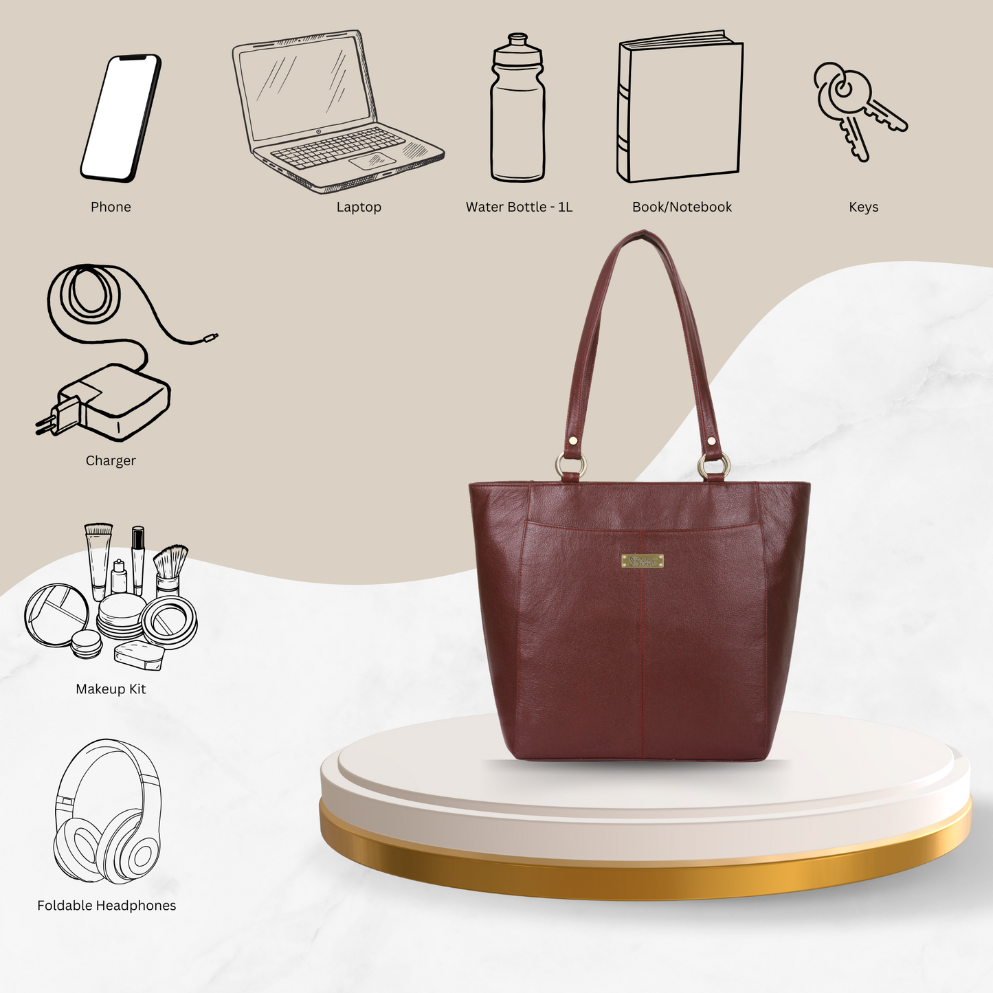 Brown Genuine Leather Tote Shoulder Bag Wholesale for Women | Daily Use